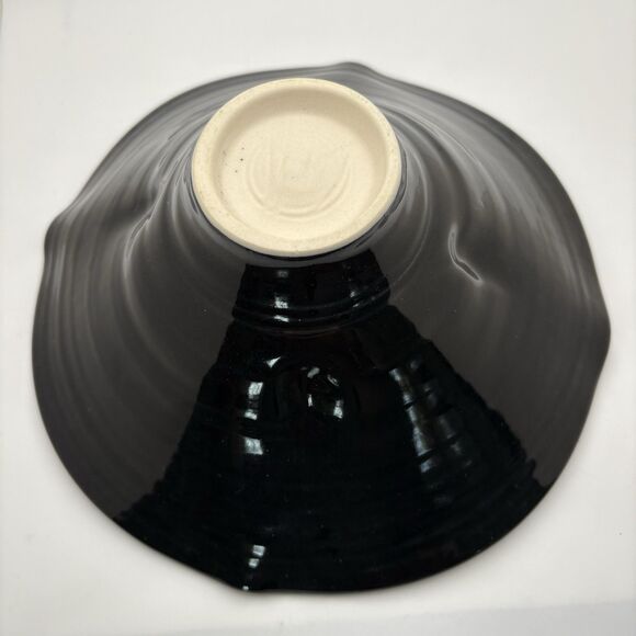 Bill Campbell Studio Art Pottery Drip Glaze Tulip Lotus Bowl 8” Signed Gray Blue - Picture 4 of 5